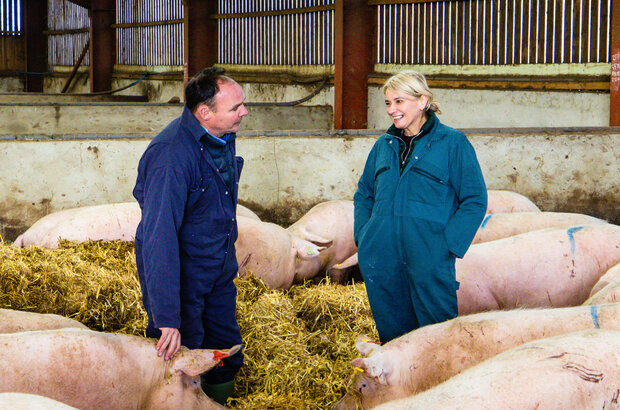 Buroughbridge Farmer Richard Lister & Chief Vet Christine Middlemiss.