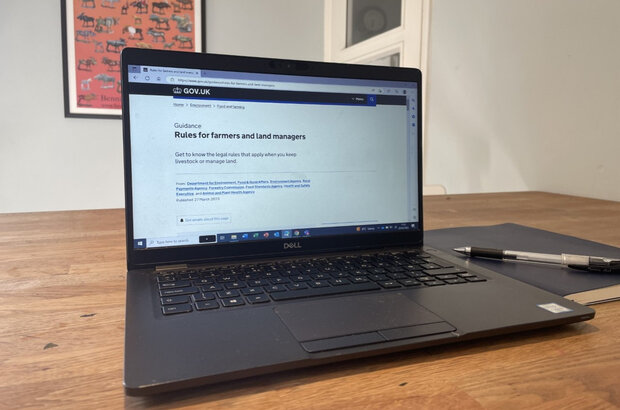 Computer showing GOV.UK's Rules for farmers and land managers