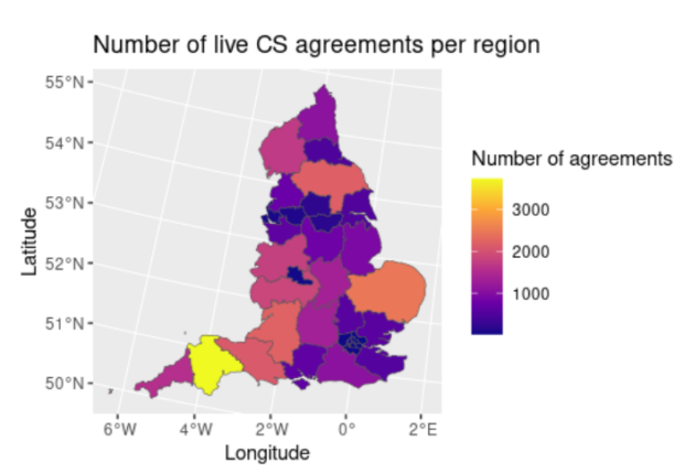 Number of live CS agreements per region