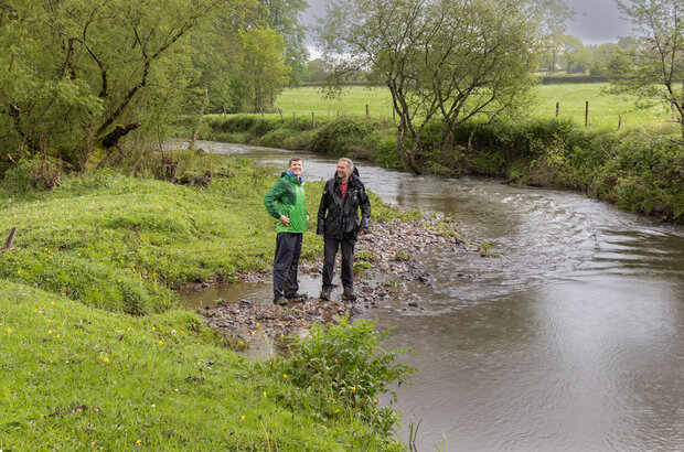Project Manager of the Axe Landscape Recovery project Alasdair Moffett and Environment Agency Geomorphologist Julian Payne, talk about plans to restore parts of the River Axe
