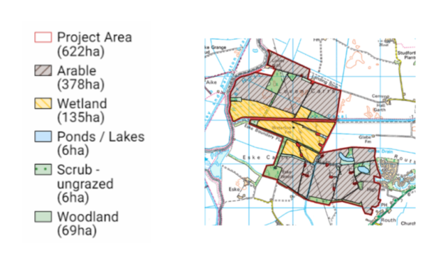 Map of the project area showing the different categories within the site