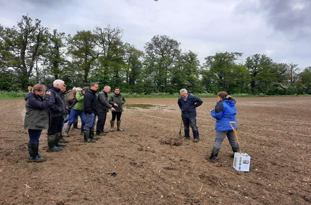 The Waveney Farming Cluster receiving a talk from soil a soil compaction specialist.