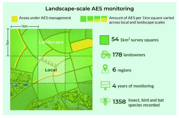 Infographic of the landscape-scale species monitoring study © Natural England 