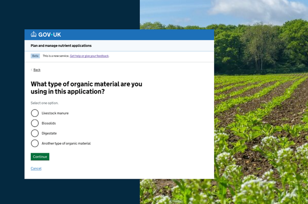 Image of crops in field with an overlay of the screenshot of the tool.